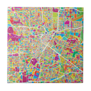 Houston, Texas   Neon Map Tile