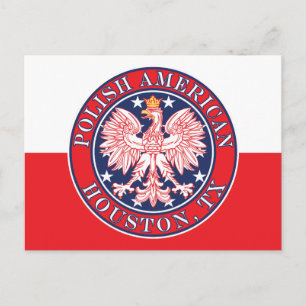 Houston Texas Polish American Eagle Postcard