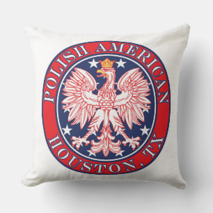 Houston Texas Polish American Eagle Throw Pillow