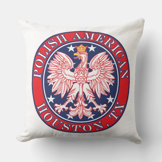 Houston Texas Polish American Eagle Throw Pillow (Front)