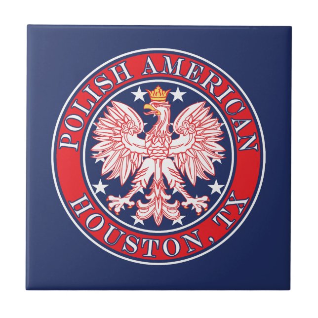 Houston Texas Polish American Eagle Tile (Front)