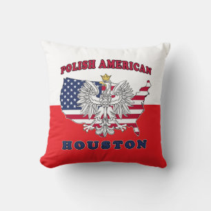 Houston Texas Polish American Throw Pillow