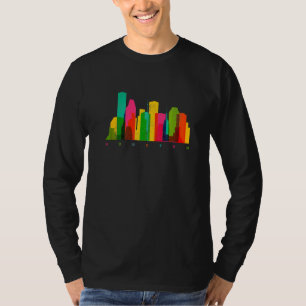 Houston Texas Skyline Colourful Houston TX   T-Shirt
