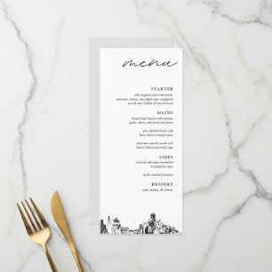 Houston Texas Skyline Modern Wedding Dinner Menu