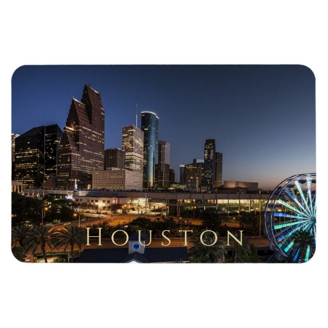 Houston, Texas Skyline, Night Lights Magnet (Horizontal)