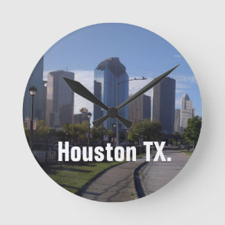 Houston Texas Skyline (Panoramic) Round Clock
