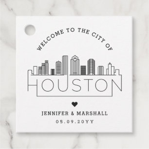 Houston, Texas Skyline   Wedding Welcome Favour Tags
