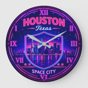 Houston Texas Space City Large Clock