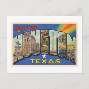 Houston Texas TX Vintage Large Letter Postcard