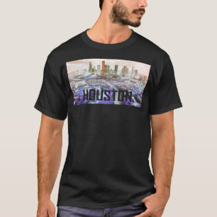 Houston Texas Vaporwave Trippy Downtown City Skyli T-Shirt