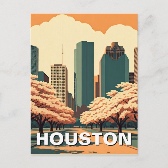 Houston Texas vintage Postcard (Front)