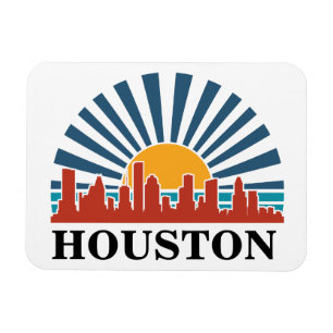 Houston Texas Vintage Sunset Retro Travel Magnet