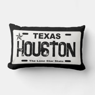 Houston Texas white license plate pillow
