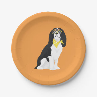 Houston The Tri-Colour Cavalier Spaniel Dog Paper Plate