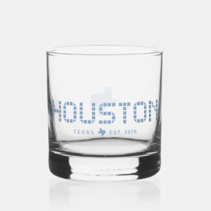 Houston Tile, Blue Tile, Houston Texas Whiskey Glass
