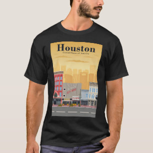 Houston travel poster in a vintage and minimal ret T-Shirt