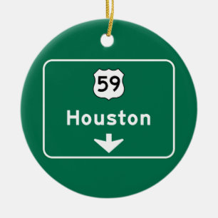 Houston, TX Road Sign Ceramic Ornament
