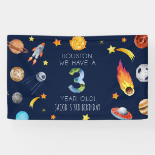 Houston We Have A 3 Year Old 3rd Birthday Party Banner
