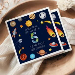 Houston We Have A 5 Year Old 5th Birthday Party Napkin