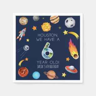 Houston We Have A 6 Year Old 6th Birthday Party Napkin
