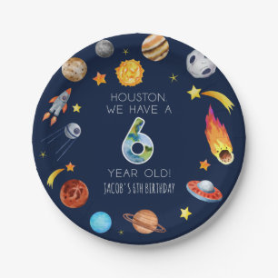 Houston We Have A 6 Year Old 6th Birthday Party Paper Plate