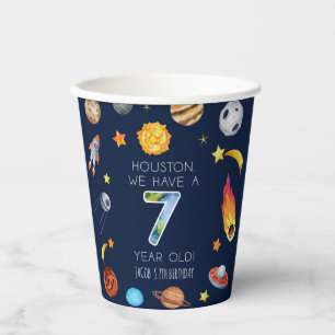 Houston We Have A 7 Year Old 7th Birthday Party Paper Cups