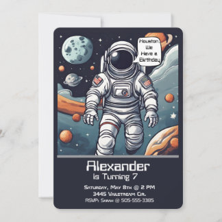 Houston, We Have A Birthday! Astronaut Birthday Invitation
