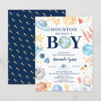 Houston We Have A Boy Outer Space Baby Shower Invi