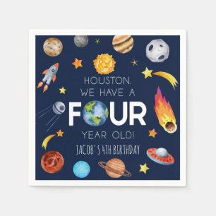 Houston We Have A Four Year Old 4th Birthday Party Napkin