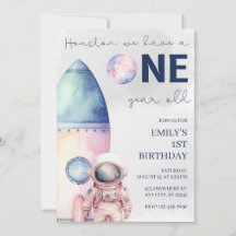 Houston, we have a one year old Birthday Invite