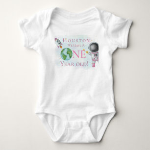 Houston We Have a One Year Old girl! Baby Bodysuit
