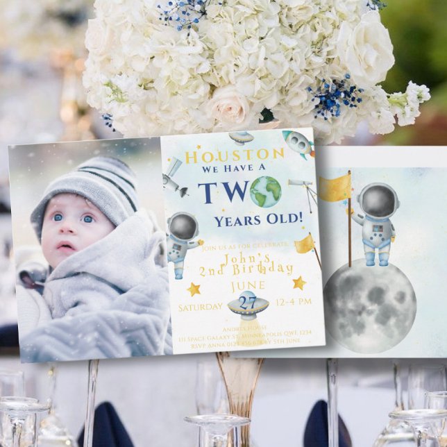 Houston We Have A Two years old Space Astronaut Invitation (Creator Uploaded)
