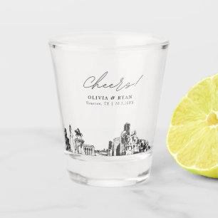 Houston Wedding Favour Personalized Cheers Shot Glass