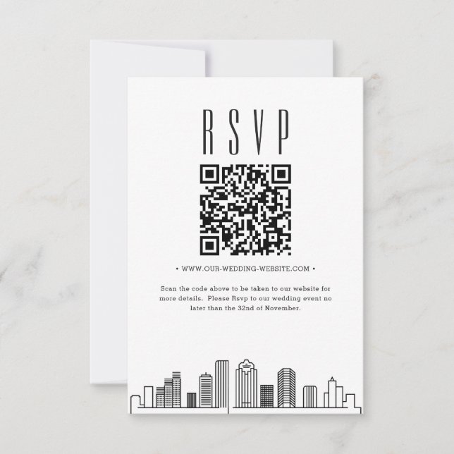 Houston Wedding QR code RSVP Invitation (Front)