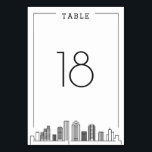 Houston Wedding | Table Number<br><div class="desc">A unique wedding table number cards for a marriage taking place in the beautiful city of Houston. It features a simplified table number resting above a stylized version of the famous city's unique skyline. This item is part of a larger multi-piece collection with items tailored to before, the day of,...</div>