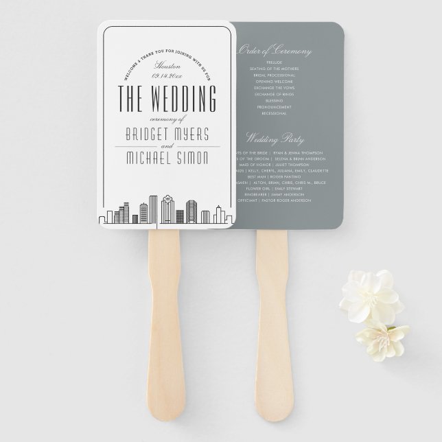 Houston Wedding | Wedding Program Hand Fan (Front and Back)
