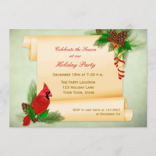 Houx, cardinal, invitation de partie de rouleau de