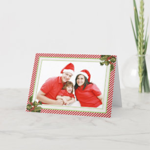 Houx et rayures pliant la carte de Noël