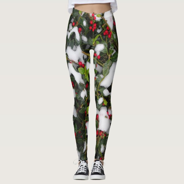 Houx européen avec la neige Legging (Devant)