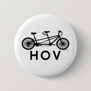 HOV Tandem Bicycle 2 Inch Round Button