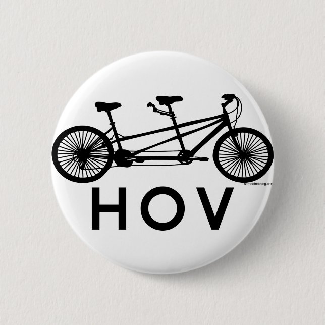 HOV Tandem Bicycle 2 Inch Round Button (Front)