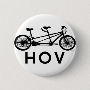 HOV Tandem Bicycle 2 Inch Round Button