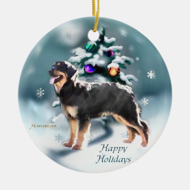 Hovawart Christmas Ceramic Ornament (Front)