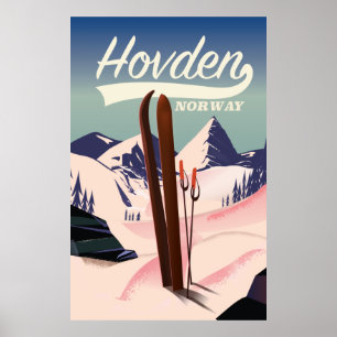 Hovden Norvège poster de voyage de ski.