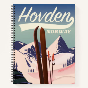 Hovden Norway Ski travel poster. Notebook