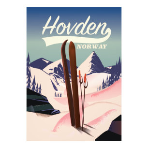 Hovden Norway Ski travel poster. Photo Print