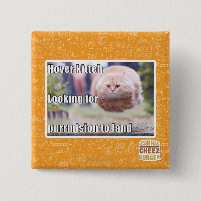 Hover kitteh 2 inch square button (Front)