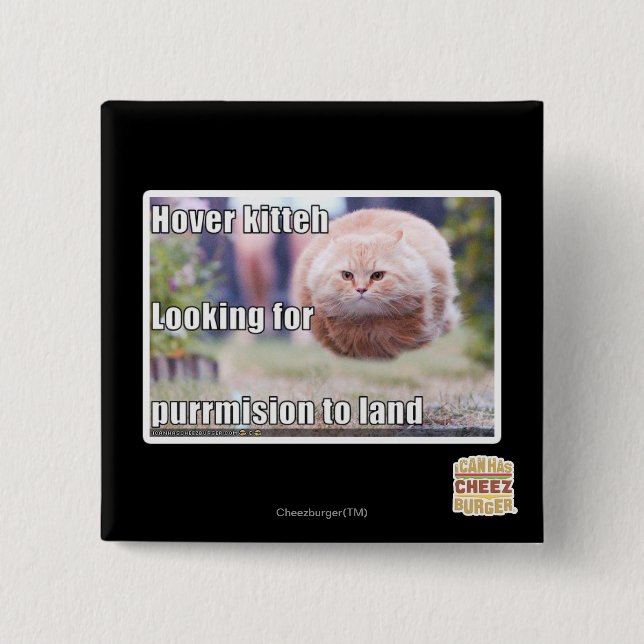 Hover kitteh 2 inch square button (Front)