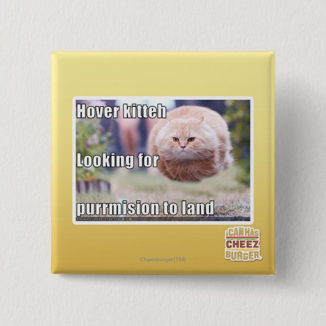 Hover kitteh 2 inch square button (Front)