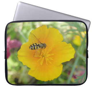 Hoverfly and Californian Poppy Laptop Bag